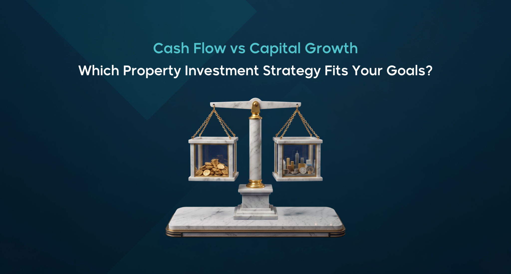 Investor analyzing cash flow vs capital growth property strategies on a laptop