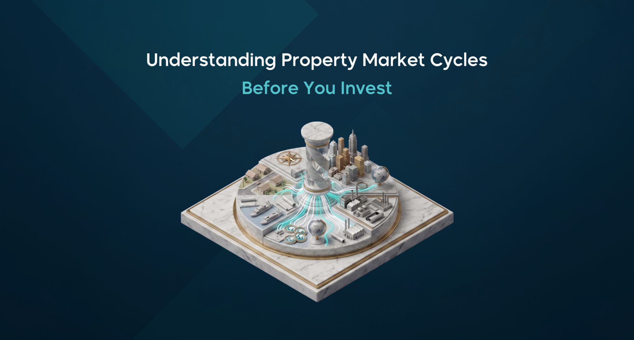 3D graphic illustrating the property market cycle and real estate development stages