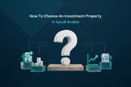 How to Choose an Investment Property in Saudi Arabia, with real estate, property investment, and growth icons