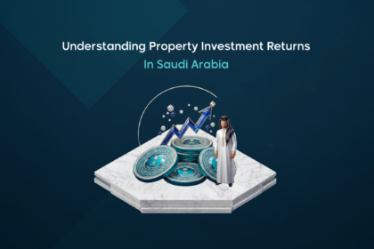 Property investment returns in Saudi Arabia with Saudi Riyal coins and growth chart